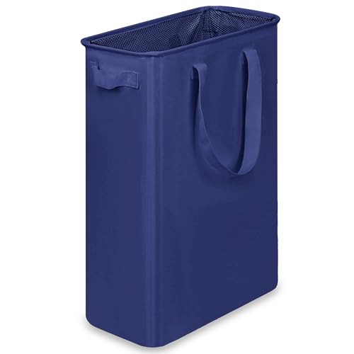 efluky Slim Laundry Basket, Narrow Laundry Hamper with Handles, Collapsible Dirty Clothes Hamper, Tall Laundry Bin for Laundry Room, Dorm and Bedroom, 12.7 Gallons(48L) Blue - color: Blue, size: 48L without Lid