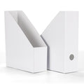 EXYGLO 12 Pack White Magazine File Holder, Cardboard Magazine Rack with Label, Foldable Storage Organizer Box for Book, Documents, 9.9x3.3x12 Inches - color: White