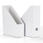 EXYGLO 12 Pack White Magazine File Holder, Cardboard Magazine Rack with Label, Foldable Storage Organizer Box for Book, Documents, 9.9x3.3x12 Inches - color: White
