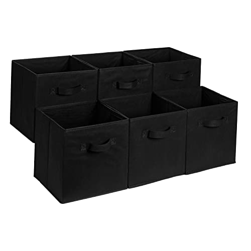 Amazon Basics Collapsible Fabric Storage Cube Bins Organizer with Handles, Organization Containers, Multifunctional, 13" x 13" x 13", Black, 6-Pack - color: Black, size: 13"x13"x13"