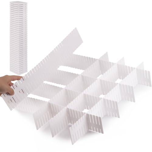Ohlove 40Pcs Drawer Organizer Dividers 17"x2.8" Adjustable Storage Organizer Separator for Socks, Underwear, Makeup, Kitchen, Dresser