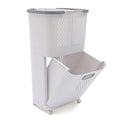 Laundry Basket Organizer Storage Shelf with Frame and Baskets Storage Drawers Unit,Laundry Towel Hamper Cabinet Tower One Part Compartment Sorter Basket(2-Tier,With Wheels) - style: 2-Tier,With Wheels