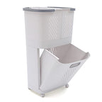 Laundry Basket Organizer Storage Shelf with Frame and Baskets Storage Drawers Unit,Laundry Towel Hamper Cabinet Tower One Part Compartment Sorter Basket(2-Tier,With Wheels) - style: 2-Tier,With Wheels
