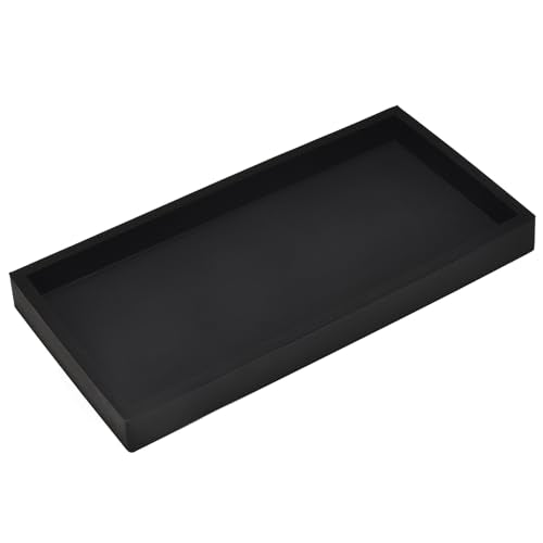 DNC 7.9" Small Silicone Bathroom Counter Tray, Vanity Tray, Kitchen Sink Soap Tray for Dish Holder Dispenser Countertop Toilet Tank Desk Organizer Black - color: Black, size: 7.9" x 3.9" x 0.7"
