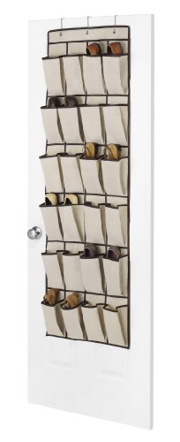 Whitmor 24 Pocket Over The Door Shoe Bag, Espresso Trim - size: 24 Pocket Espresso Trim