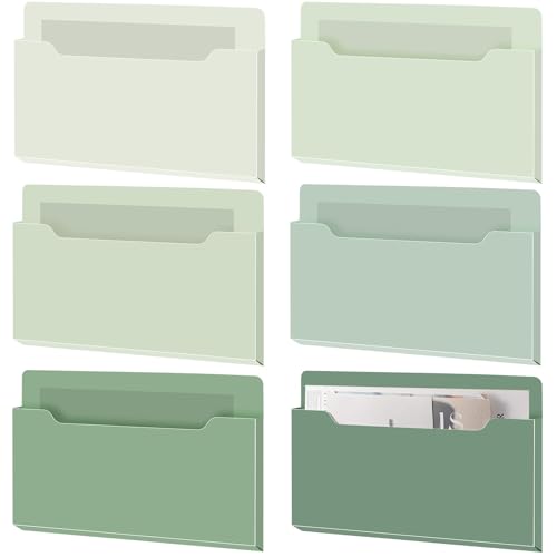 Fuutreo 6 Pcs Magnetic Wall File Organizer Magnetic Wall File Holder Refrigerator Magazine Holder for Mail Letters Paper(Sage Green,Horizontal-large) - color: Sage Green, size: Horizontal-Large