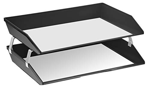 Acrimet Facility 2 Tier Letter Tray, Side Load, Letter Size/A4, Desktop File Organizer, Plastic (Black Color) - color: Black, size: 14.0" x 10.5" x 5.6"