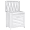 WESAPPINC 55L Collapsible Large Laundry Hamper, Plastic Laundry Basket with Wheels,Suitable for Bathroom, Bedroom, Dorm Room & Laundry Room,Basket with Handle (80L White) - color: 80L White