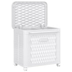 WESAPPINC 55L Collapsible Large Laundry Hamper, Plastic Laundry Basket with Wheels,Suitable for Bathroom, Bedroom, Dorm Room & Laundry Room,Basket with Handle (80L White) - color: 80L White