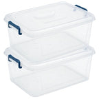 Tribello Plastic Storage Bins with Lids, Clear Stackable Storage Containers - 16 Qt - 2 Pack