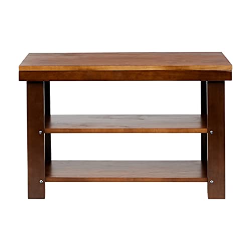 Amazon Basics Sturdy Solid Pine Wood Entryway Bench with Shoe Storage Organizer Rack, Espresso, 10.4"D x 27.56"W x 17.72"H