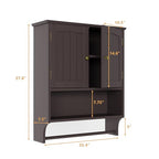 Bathroom Cabinet, Bathroom Wall Cabinet with 2 Doors and Adjustable Shelf, Wooden Medicine Cabinets Wall Mount, Over The Toilet Storage - color: Bathroom Wall Cabinet With Towel Rack-brown