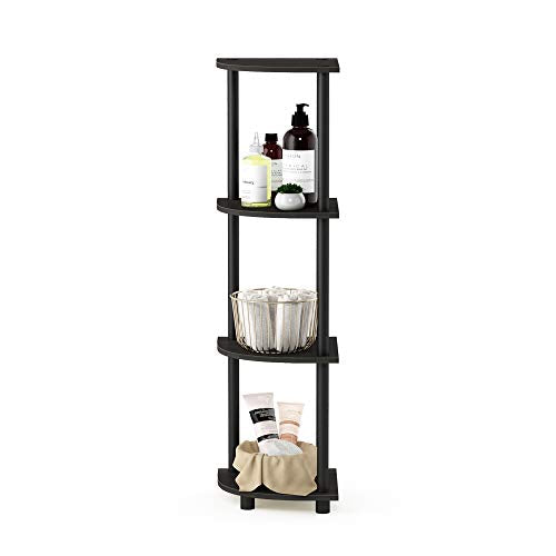 Furinno TURN-N-TUBE Corner Shelf, 4-Tier Corner Bookshelf, Display Storage Shelves with Open Shelves, for Organization and Storage, Living Room, Home Office, Garage, Espresso - color: Espresso/Black, size: 4-Tier Round Tube