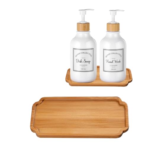Bamboo soap Dispenser Tray, Bathroom Countertop Tray Kitchen T ray Bamboo T ray Sink T ray Dresser Jewelry Ring Dish, Comestic Holder Bathtub Organizer, Ideal for Jewelry, Cosmetics - style: carbonization
