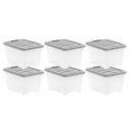 Amazon Basics Plastic Storage Containers with Secure Latching Lids, Stackable Organization Bins, Clear/Grey, 19 Quart, Set of 6 - size: 19 Qt. - 6 Pack