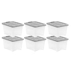 Amazon Basics Plastic Storage Containers with Secure Latching Lids, Stackable Organization Bins, Clear/Grey, 19 Quart, Set of 6 - size: 19 Qt. - 6 Pack