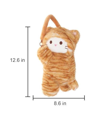 Tissue Box Cover Plush Tissue Box Holder for Car, Home, Decorative Holder/Organizer for Bathroom Vanity Countertop, Nightstands, Office Desk-Orange Cat - color: Orange Cat