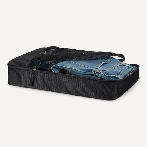 Amazon Essentials 4-Piece Packing Cubes Travel Accessories Set, Luggage Organizer with Double Zipper, Mesh Top, Space-Saving, Large, Black (Previously Amazon Basics) - color: Black, size: 4 x Large