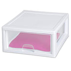 Sterilite 6-Pack 16 Quart Stacking Drawer, Clear Storage Closet Organizer, White Frame - Stackable Modular Plastic Drawers for Clothes, Accessories, Craft Supplies, Shoes or Linens