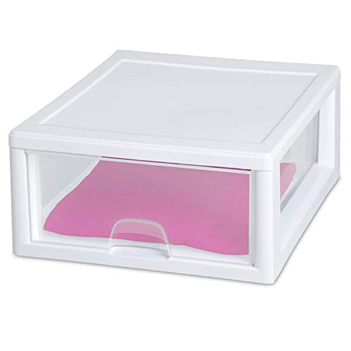 Sterilite 18-Pack 16 Quart Stacking Drawer, Clear Storage Closet Organizer, White Frame - Stackable Modular Plastic Drawers for Clothes, Accessories, Craft Supplies, Shoes or Linens - size: 16 Quart, style: 18 Pack