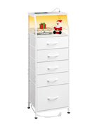 WLIVE LED Nightstand with Charging Station, White Dresser with 5 Fabric Drawers for Bedroom, Tall Night Stand with Open Shelves, Bed Side Tables Living Room - color: White, size: 5 Drawers