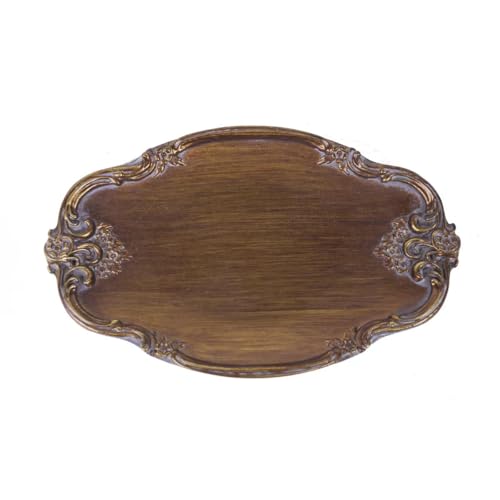 S-MANTIS Vintage Tray Small Antique Trinket Dish,Oval,Ring Holder with Twisted Flower Surrounding, Cosmetics Makeup Storage Organizer,Gift,Aesthetic Room Decor (Bronze) - color: Bronze