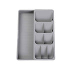 Expandable Kitchen Drawer Organizer Tray, 15.9×10.3×2.2in,Adjustable Silverware Storage for Spoons,Forks,Knives, Compact Cutlery Holder Saves Space(Grey)