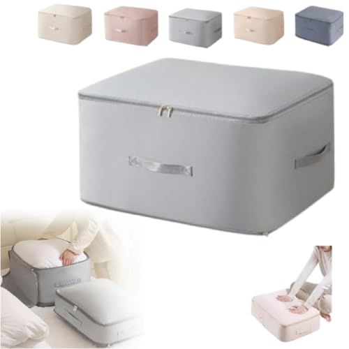 Compression Bags for Storage, 2026 Upgrade Ultra Space Saving Self Compression Organizer Compression Packing Cubes for Travel Sweater Organizer for Closet Clothes Storage Bag (Grey, L (54*42*30CM)) - color: Grey, size: L (54*42*30CM)