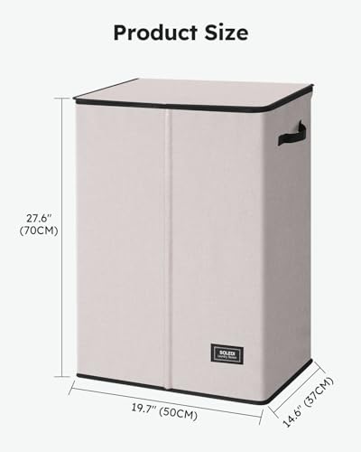 SOLEDI Laundry Hamper with Lid 130L Large & Tall Collapsible Laundry Basket, Clothes Hamper with Bag Removable Easy to Carry, Dirty Hampers for Bedroom, Bathroom, Dorm, College, Light taupe - color: Light taupe, size: 130L