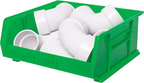 Akro-Mils 30250 AkroBins Plastic Storage Bins, Space-Saving Stackable Bins for Garage, Pantry, Craft Organization, 15" x 16" x 7", Green, 6-Pack - color: Green