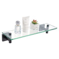 KOKOSIRI Bathroom Shelves Glass Floating Shelf 12-Inch for Bedroom, Living Room, Kitchen, Small Hanging Rack Rustproof Wall Mounted Black B1105BK-L12 - color: Matte Black, size: 12-Inch