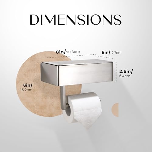 Day Moon™ - Toilet Paper Holder with Shelf - Modern Roll Holder for Bathroom - 1 Pack - Wall Mount - with Storage, Brushed Nickel - color: Brushed Nickel, size: Storage 1 Pack
