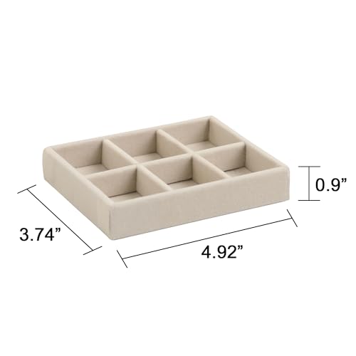 Frebeauty Small Jewelry Tray Set,Stackable Velvet Jewelry Organizer Tray,Mini Jewelry Drawer Organizer,Drawer Inserts,4.92 x 3.74 x 0.9 Inches,Earring Organizer for Women(Set 4,Beige) - color: Beige, size: Set 4