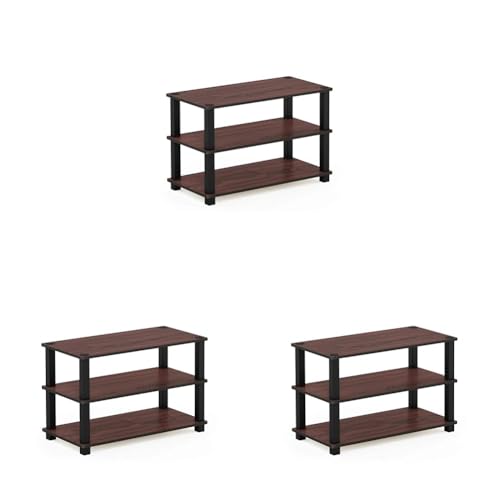 Furinno Turn-S-Tube 3-Tier Shoe Rack, Dark Cherry/Black (Pack of 3) - color: Dark Cherry/Black, size: 3-Pack, 3-Tier (23.6"W)