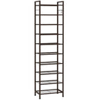 usikey 10 Tiers Narrow Shoe Rack 20-30 Pairs, Sturdy Metal Tall Shoe Rack Shelf with 4 Hooks, Slim Shoe Storage with Metal Shelf, Space Saving Vertical Shoe Organizer for Entryway Bronze UNYXJX018A - color: 10 Tier ( 17.9 X 11 X 69.2 Inches)-bronze