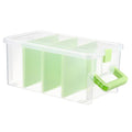 BTSKY Clear Plastic Dividing Storage Box with 4 Deep Compartments Adjustable Storage Bin with Lid Portable Craft Container Multipurpose Sewing Box Art Supply Organizer, 13.9x7.9x6.2 Inches, Green - size: 13.9x7.9x6.2 Inches-Green