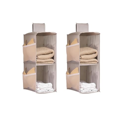 Hanging Closet Organizer, 4-Section Storage Shelves, Oxford Cloth with Mesh Pockets, (Gray, 2 Section) - color: Grey, size: 2 Section*2PACK