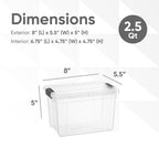 Superio Mini Deep Storage Organizer Bin with Lid X-Deep Small Clear Storage Box with Latch for Home, Kitchen, Garage- Store Toys, Food, Supplies, and Hair Accessories (2.4 Quart) - size: 8" x 5.5" x 5"