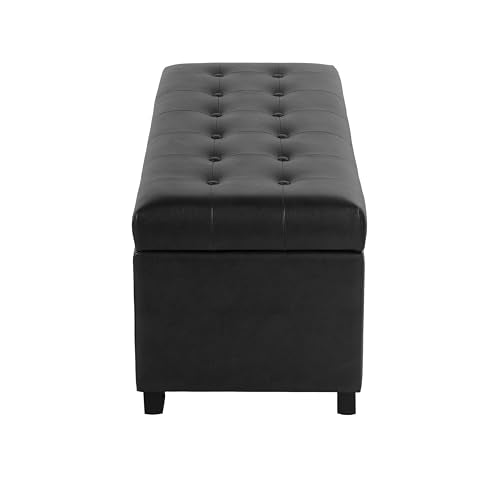 HomePop Large Tufted Storage Bench - Classic Black - color: Classic Black