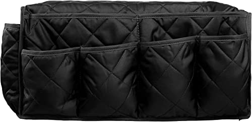 Black Sofa Armrest Organizer with 14 Pockets for Recliners Armrest Covers for Remote Control Holder for Couch Organizer Armchair Cover with Pockets for Phone Ipad Keys Magazine Storage - color: Black