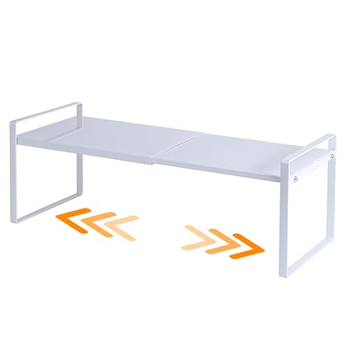 Expandable Cabinet Shelf Organizer Riser for Kitchen Pantry Cupboard Under Sink Countertop (white, 8.2’’D * 12.2-21.6’’W * 7.7’’H) - color: White, size: 8.2''D * 12.2-21.6''W * 7.7''H