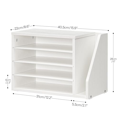 HOOBRO Mail Sorter, Literature Organizer with Adjustable Shelves, Paper Organizer for Office, Home, Wood Countertop File Holders, Mails, Magazines, White WT41WF01 - color: White