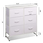 WLIVE White Dresser for Bedroom with 6 Fabric Drawers, Closet Dresser with Metal Frame, Wooden Top, Chest of Drawers for Closet, Living Room, Hallway - color: White