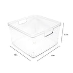 Isaac Jacobs 2-Pack Square Clear Storage Bins (10” L x 10” W x 6.1” H) w/Cutout Handles, Plastic Organizer for Home, Office, Kitchen, Fridge/Freezer, Bathroom, BPA Free, Food Safe (2-Pack, Square) - size: Square