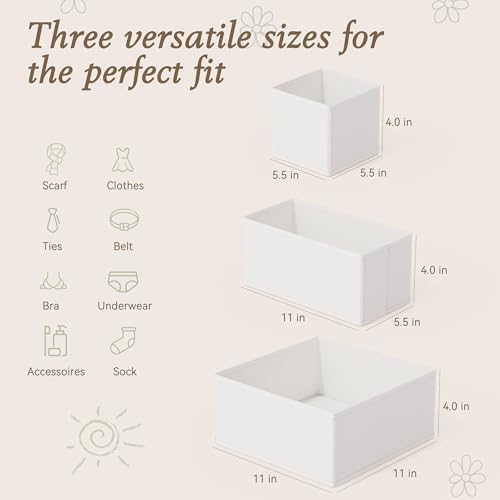Criusia Drawer Organizers 18-Piece Set, Dresser Organizer for Baby Clothes, Foldable Closet Storage & Drawer Dividers for Underwear, Socks, Nursery, White - color: White