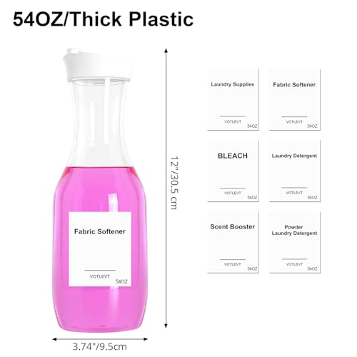 54 OZ Laundry Detergent Dispenser, Laundry Soap Dispenser, Liquid Laundry Detergent Container and Organizer, Clear Plastic Fabric Softener and Laundry Powder Dispenser for Laundry Room, 2Pack - color: 2p