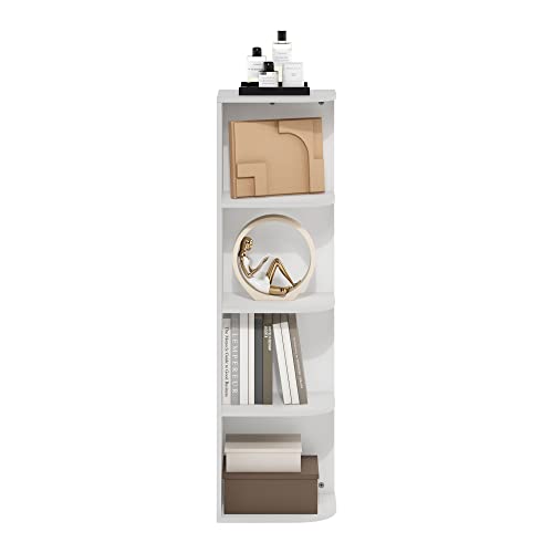 Furinno Pasir 4-Tier Corner Open Shelf Bookcase, White - color: White, size: 4-Tier Corner