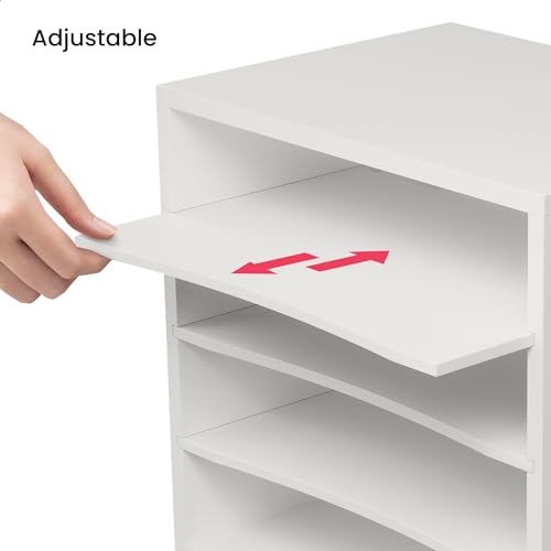 Ballucci 4-Tier Paper Organizer for Desk, Stackable Organizer Tray, Desk Storage Shelves, Stacking Letter Paper Tray Sorter for Classroom, Office, White - color: White, size: 4 Tier Standard