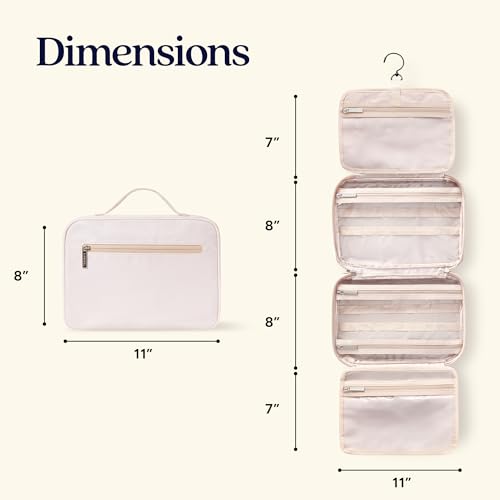 VANDEL Waterproof Hanging Toiletry Bag [TSA-Approved] Hanging Makeup Organizer Bag, Cosmetic Travel Bags for Women, Makeup Case Toiletries Organizer Hygiene Bathroom Shower Caddy - Neutral Checker - color: Neutral Checker