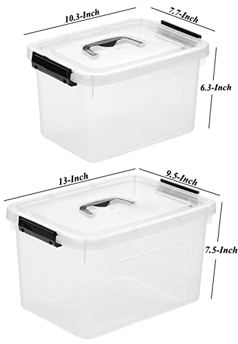 Clear Storage Latch Box/Bin, 2-Pack Plastic Organizing Container with Handle and Lids (7 QT/16QT) - color: Clear, size: 7qt/16qt